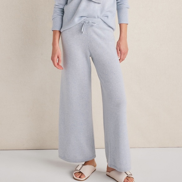 Haven Well Within Pants - Cashmere Wide Leg Pants-Light Blue